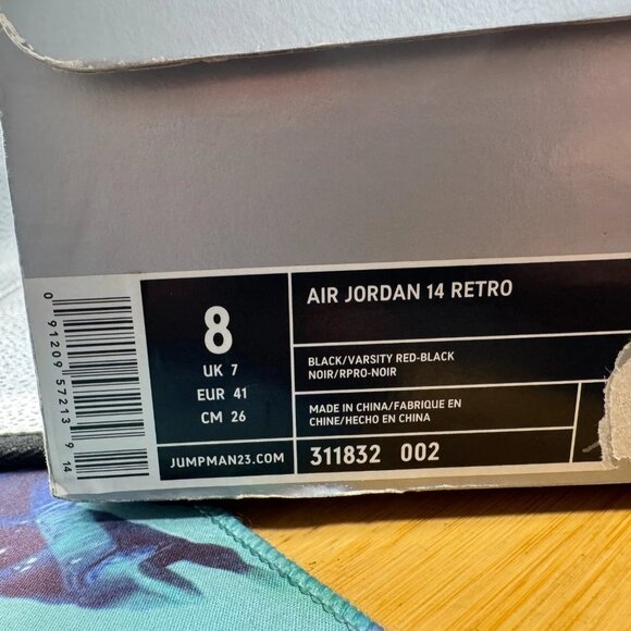 Size 8 Air Jordan 14 Retro Mens Black Red Athletic Shoes 311832-002 SEPARATION - Picture 11 of 11